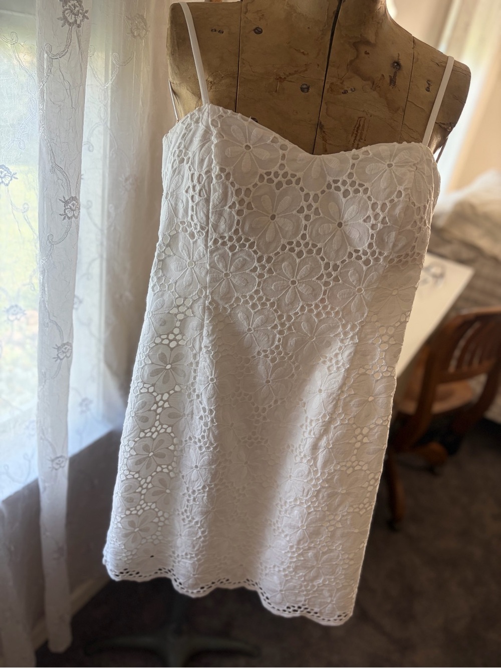 Lilly Pulitzer Shelli White Eyelet Spaghetti-Strap Mini Dress